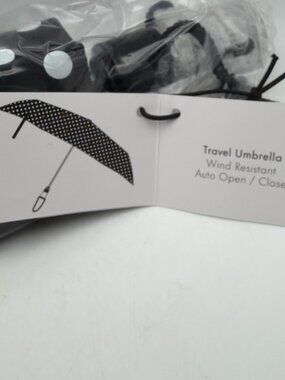 Kate Spade New York Black and White Polka Dot Travel Umbrella NWT